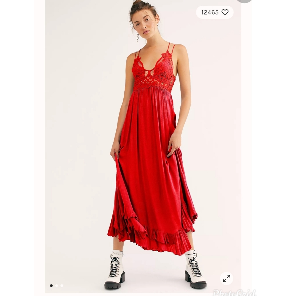 Free People Red One Adella Maxi Slip NWT Size Small